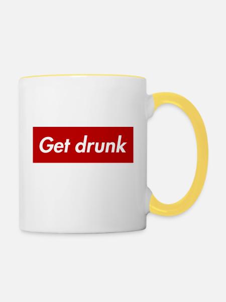 Get drunk - Tasse zweifarbig - Weiß/Gelb