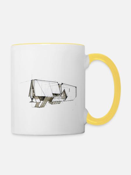 graphic sketch - Tasse zweifarbig - Weiß/Gelb
