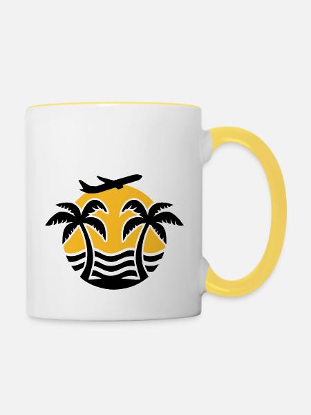 Urlaub - Tasse zweifarbig - Weiß/Gelb