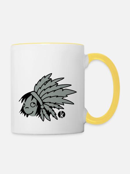 Indianer Häuptling - Indian - Tasse zweifarbig - Weiß/Gelb
