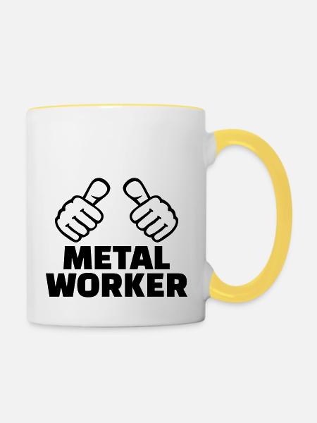Metallbauer - Tasse zweifarbig - Weiß/Gelb