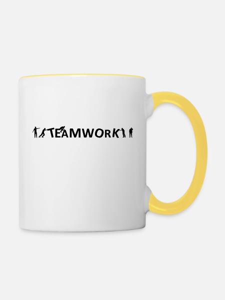 Menschen - Teamwork - Tasse zweifarbig - Weiß/Gelb
