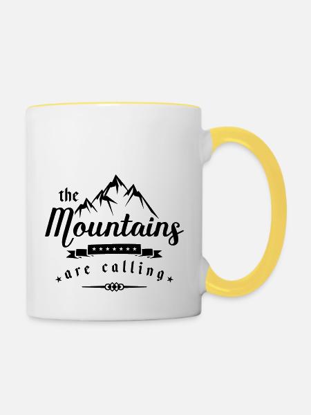 mountains are calling design - Tasse zweifarbig - Weiß/Gelb