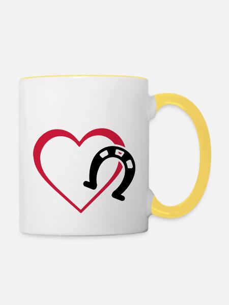 Symbole - Hufe Herz - Tasse zweifarbig - Weiß/Gelb