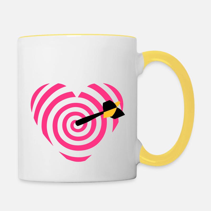 heart target darts - Contrasting Mug - white/yellow
