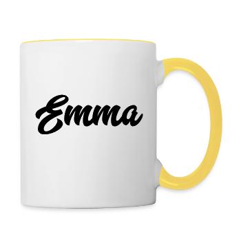 Emma Custom Text Nom d’anniversaire - Mug contrasté - blanc/jaune - Droite