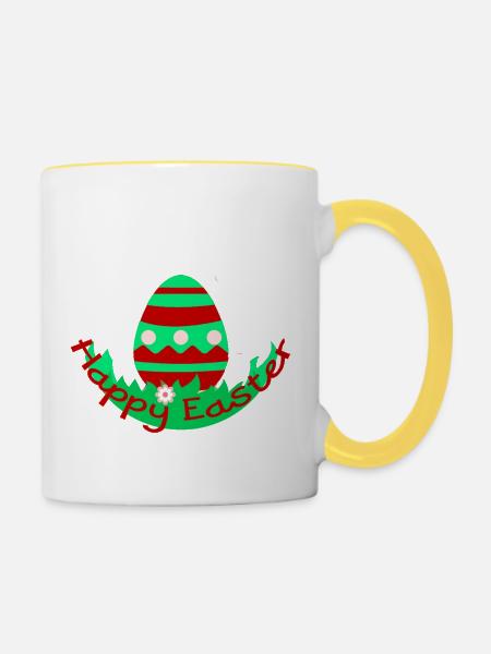 Ostern - Tasse zweifarbig - Weiß/Gelb