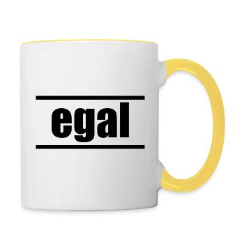 Egal / Wort / Slogen - Tasse zweifarbig - Weiß/Gelb - Rechts