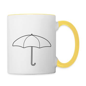 Design Roter Regenschirm - Tasse zweifarbig - Weiß/Gelb - Rechts