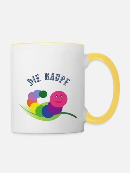 Die Raupe - Tasse zweifarbig - Weiß/Gelb