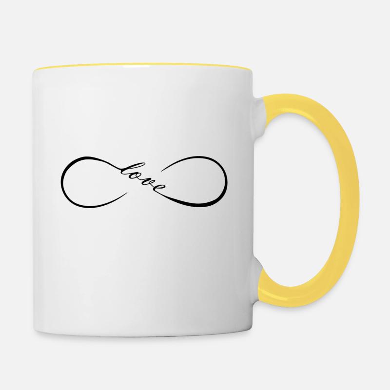 FatMonkey Designs Infinity LOVE 2021 - Mug contrasté - blanc/jaune