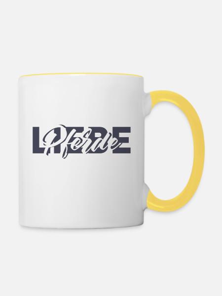 pferdeliebe grau - Tasse zweifarbig - Weiß/Gelb