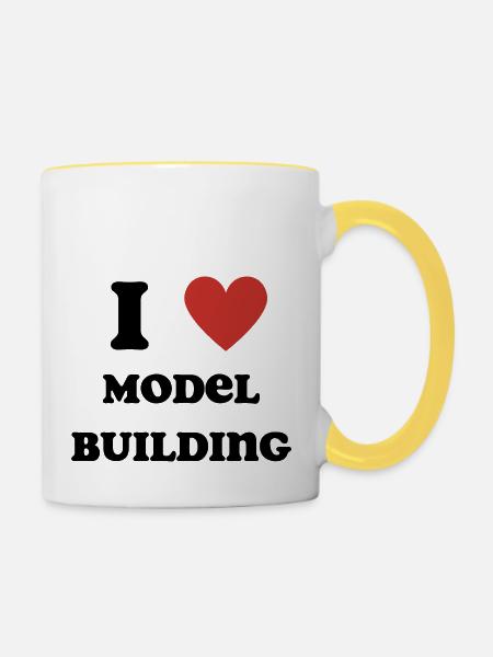 Ich liebe Modellbau - Tasse zweifarbig - Weiß/Gelb