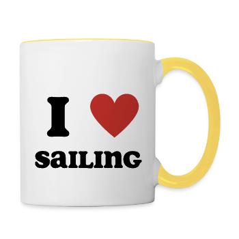 J’aime la voile - Mug contrasté - blanc/jaune - Droite