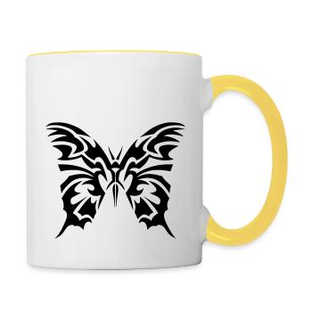 papillon tribal - Mug contrasté - blanc/jaune - Droite