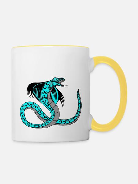 snake 02 - Tasse zweifarbig - Weiß/Gelb