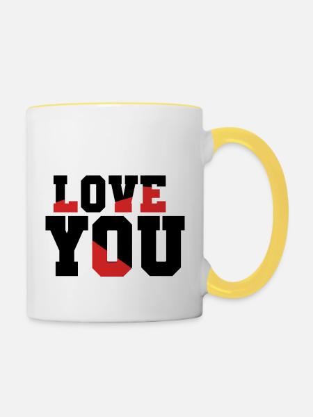 Love YOU - Tasse zweifarbig - Weiß/Gelb