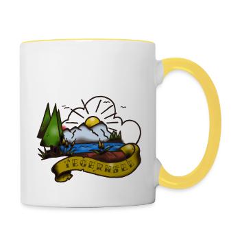 Tegernsee - das Fan-Shirt - Tasse zweifarbig - Weiß/Gelb - Rechts