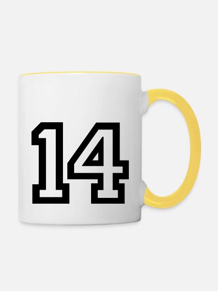 14 Collegestyle - Tasse zweifarbig - Weiß/Gelb