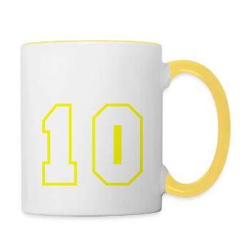 10 Zahl symbol - Tasse zweifarbig - Weiß/Gelb - Rechts