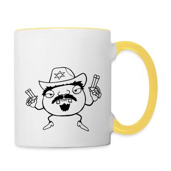 Sherif Cowboy bewaffnet - Tasse zweifarbig - Weiß/Gelb - Rechts
