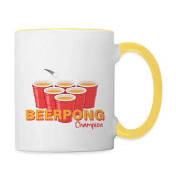 Beerpong - Trinkspiel - Tasse zweifarbig - Weiß/Gelb - Rechts