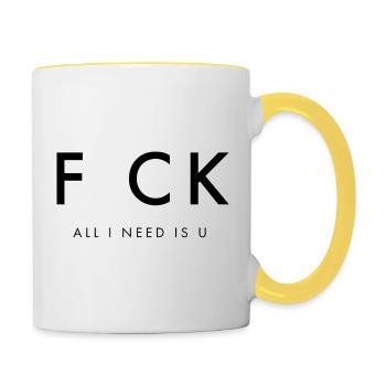 All I Need Is U - Funny Design - Contrasting Mug - white/yellow - Right