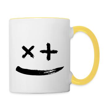 Smile Confuse: Ein Lächeln, das Fragen aufwirft! - Tasse zweifarbig - Weiß/Gelb - Rechts