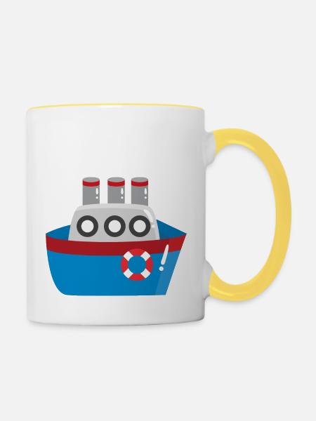 Schiff - Tasse zweifarbig - Weiß/Gelb