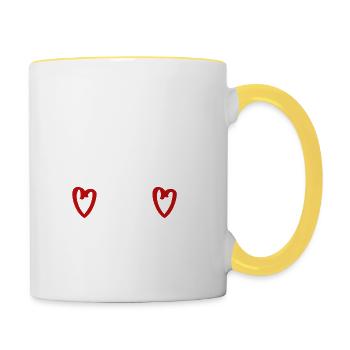 less drama more yoga Sport fitness Spruch Englisch - Tasse zweifarbig - Weiß/Gelb - Rechts