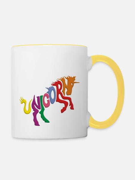 Unicorn - Tasse zweifarbig - Weiß/Gelb