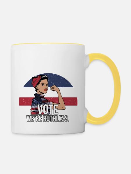vote we are ruthless - Tasse zweifarbig - Weiß/Gelb