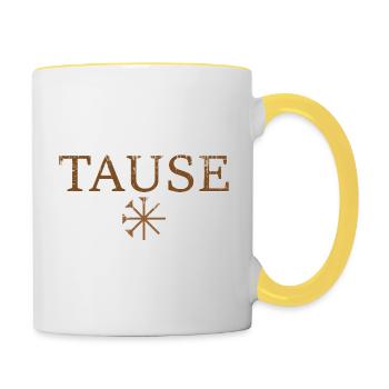 Tause Melek Jezid Yeziden Ezide Vintage Geschenk - Tasse zweifarbig - Weiß/Gelb - Rechts