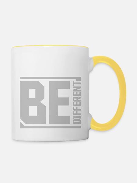 Be different Logo Design - Tasse zweifarbig - Weiß/Gelb