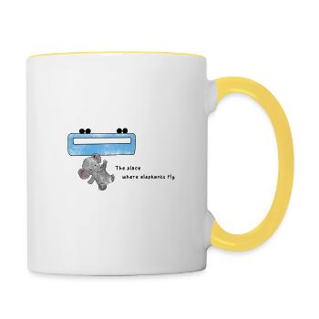 The place where elephants fly - Contrasting Mug - white/yellow - Right