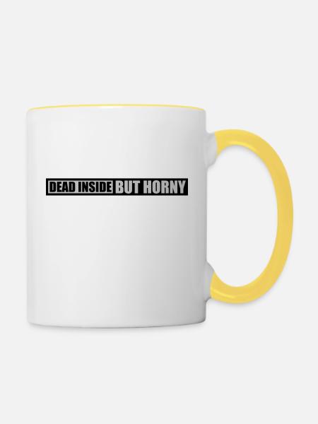 dead inside but horny - Tasse zweifarbig - Weiß/Gelb