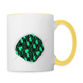 geek humor zitat spaß geburtstagsgeschenkidee - Tasse zweifarbig - Weiß/Gelb - Rechts