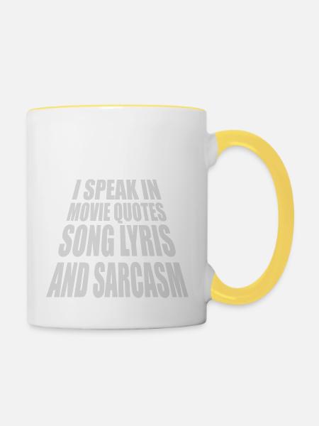 speak lyrics and sarcasm - Tasse zweifarbig - Weiß/Gelb