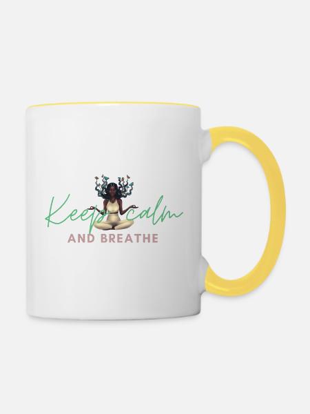 Keep calm - Tasse zweifarbig - Weiß/Gelb