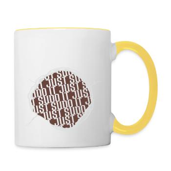 happy computer programming profession present idea - Tasse zweifarbig - Weiß/Gelb - Rechts