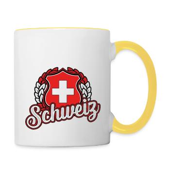 Schweiz - Tasse zweifarbig - Weiß/Gelb - Rechts