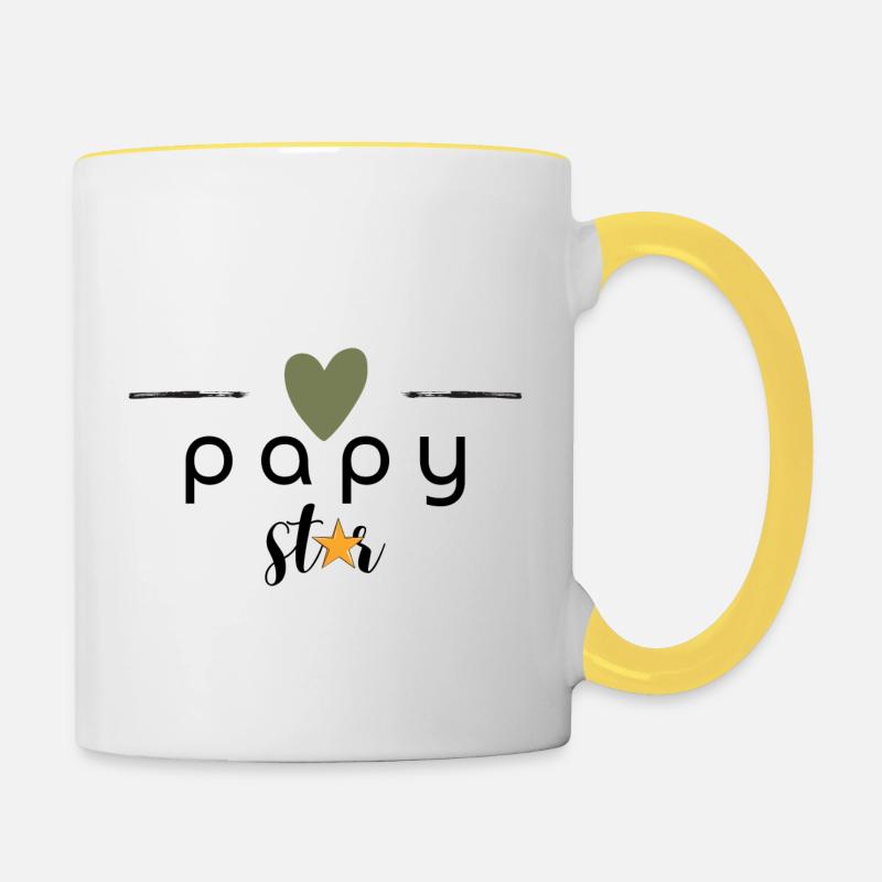 papy star - Mug contrasté - blanc/jaune