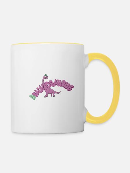 Brachiosaurus - Tasse zweifarbig - Weiß/Gelb