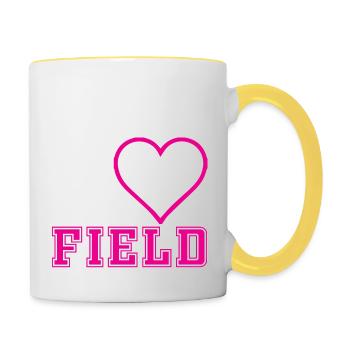 Mon cœur est sur ce terrain Amateurs de sports de football - Mug contrasté - blanc/jaune - Droite