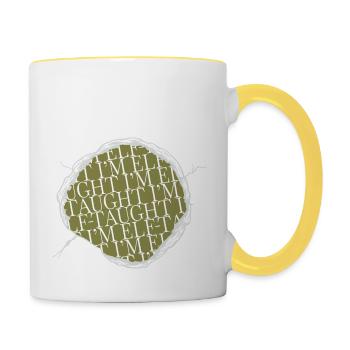 fun dino funny funny gym quote baby awesome - Contrasting Mug - white/yellow - Right