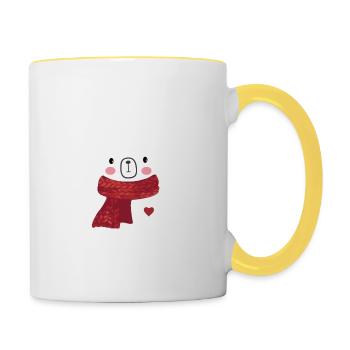 Eisbär als Schneemann - Contrasting Mug - white/yellow - Right
