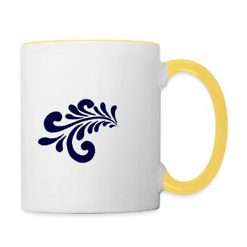 Egal isn Handkäs - Hessisch Mundart - Tasse zweifarbig - Weiß/Gelb - Rechts
