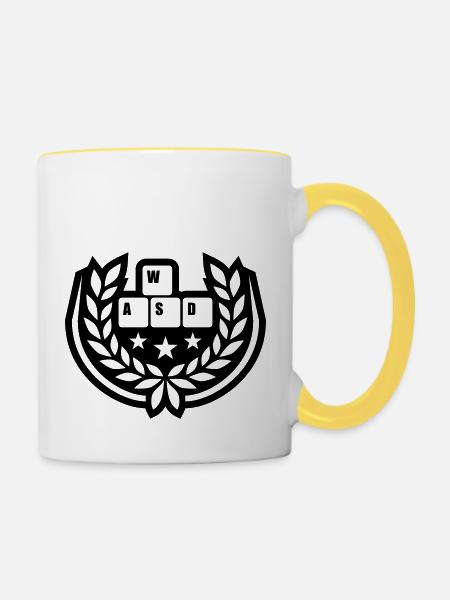 Computer WASD Lorbeerkranz Sterne - Tasse zweifarbig - Weiß/Gelb