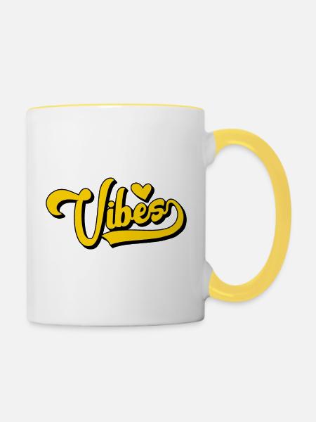 Vibes Herz - Tasse zweifarbig - Weiß/Gelb
