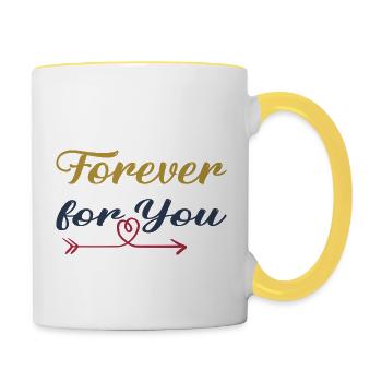 für immer immer - Tasse zweifarbig - Weiß/Gelb - Rechts